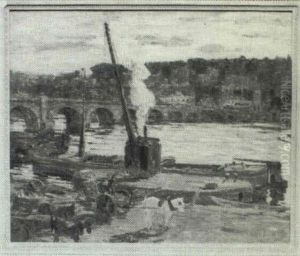 Industrial Barge On The Seine by William Samuel Horton