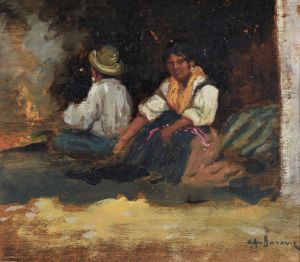 Scena Di Genere Con Due Contadini by Carlo Adolfo Barone
