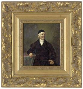 Portrait Of A Jewish Gentleman In A Black Coat, By A Table by Eduard Hosch