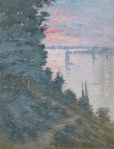 Voiliers Sur La Seine Au Coucher De Soleil