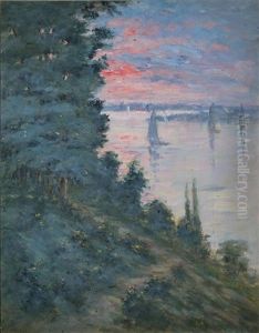Voiliers Sur La Seine Au Coucher Du Soleil by Blanche Hoschede-Monet