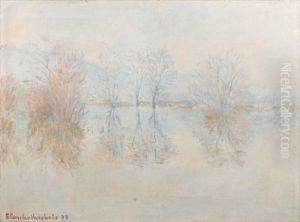 Reflets D'arbres Sur La Seine En Hiver