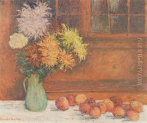 Nature Morte Au Vase De Dahlias