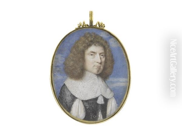 Sir Edmundbury Godfrey, Jp (1621-1678), Wearing Black Embroidered Doublet Slashed To Reveal White, His Lawn Collar Drawn With Tassles And His Brown Hair Falling To His Shoulders - view 1