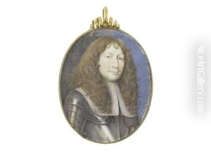 An Officer, Wearing Suit Of Armour And White Lawn Collar Of Lace, His Natural Wig Falling In Curls Over His Shoulders