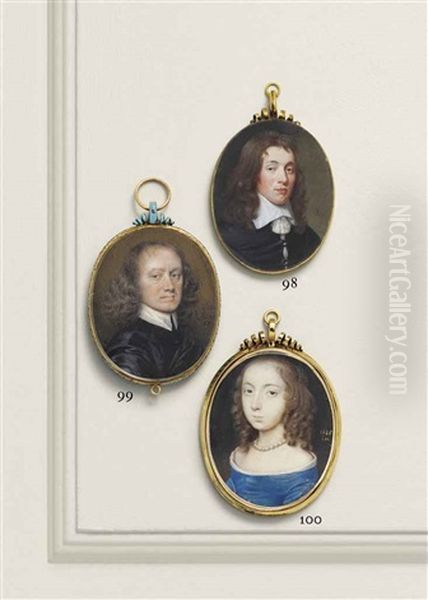 A Young Lady Traditionally Called Helen, Viscountess Tarras, In Blue Dress With White Chemise, Pearl Necklace, Curled Auburn Hair - view 1