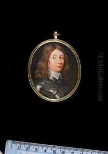 A Gentleman, Called Sir Arthur Hesilrige, Wearing Armour And White Lawn Collar, His Brown Hair Worn Long by John Hoskins the Elder