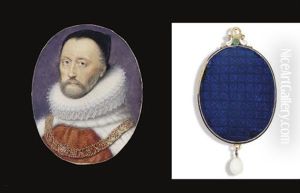 A Gentleman, In Orange And White Fur Robe, Lace Ruff, Black Skull Cap A Gentleman, In Orange And White Fur Robe, Lace Ruff, Black Skull Cap