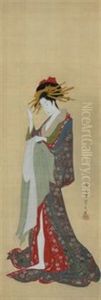 Beauty Reading A Letter by Eishi Hosoda