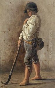 Bauernjunge Mit Sense by Woldemar Hottenroth