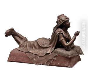 Le Secret D'odalisque, Spelter Statue by Louis Hottot