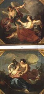 Flora And Zephyr  Cupid And Psyche by Michel-Ange Houasse