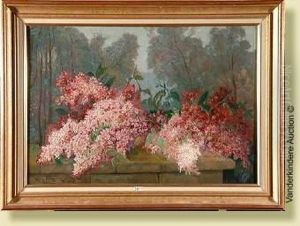 Gerbe De Lilas Sur Un Entablement by Leon Barotte