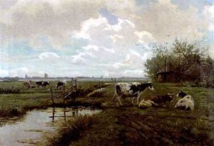 Landschap Met Koeien by Henri Houben