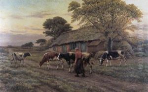 Koeienhoedster Bij De Hoeve by Henri Houben