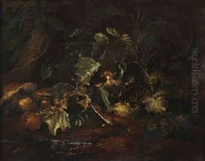 Nature Morte De Sous-bois Avec Une Belette