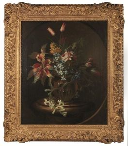 Bouquet De Fleurs Dans Un Ovale Peint