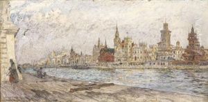 Vue Des Pavillons Etrangers De L'exposition Universelle De Paris En