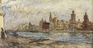Vue Des Pavillons Etrangers De L'exposition Universelle De Paris En 1900 by Frederic Anatole Houbron
