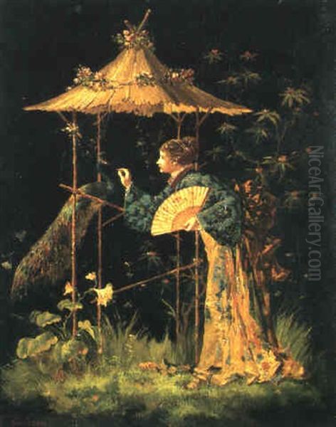 Dame In Kimono Mit Pfau - view 1