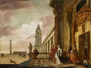 Galante Szene Vor Palastkulisse Am Meer by Gerard Houckgeest