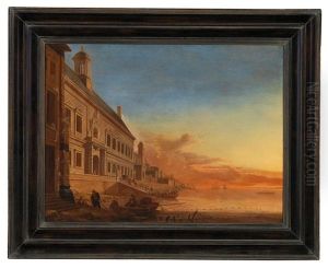 A Palace On A Southern Harbour Promenade In The Evening Light