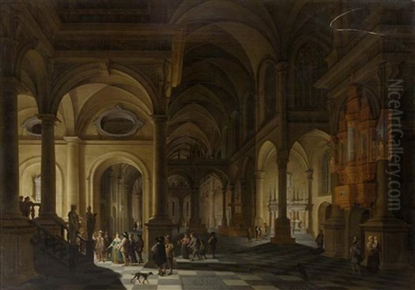Interieur Einer Kirche Mit Figurenstaffage - view 1