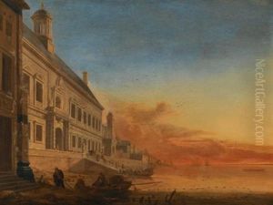A Coastal Architectural Capriccio At Sunset by Gerard Houckgeest