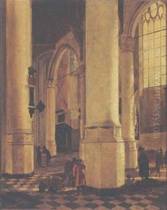 Deflt - The Interior Of The Oude Kerk With The Romb Of Piet Hein by Gerard Houckgeest