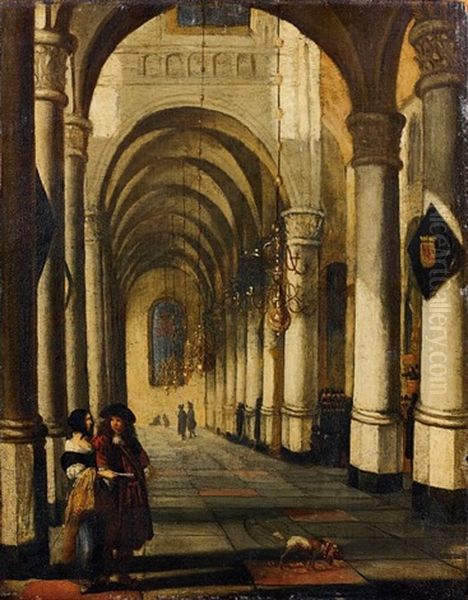 Interieur D'eglise Avec Un Couple De Visiteurs - view 1