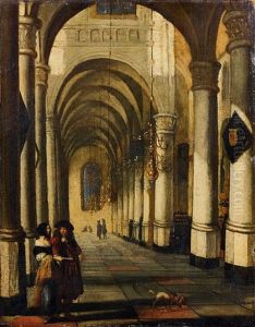 Interieur D'eglise Avec Un Couple De Visiteurs
