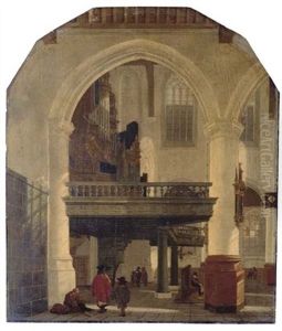 The West End Of The Oude Kerk, Delft From The Southern Aisle To The North, With The Organ Loft