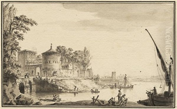 Sudlandischer Hafen Mit Kastell - view 1