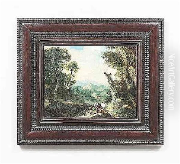 Hirten Mit Vieh In Weiter Bewaldeter Berglandschaft - view 1