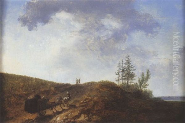 Paysage Avec Carriole Et Voyageurs A Pied - view 1