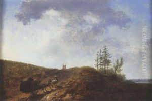 Paysage Avec Carriole Et Voyageurs A Pied by Jean Pierre Louis Houel