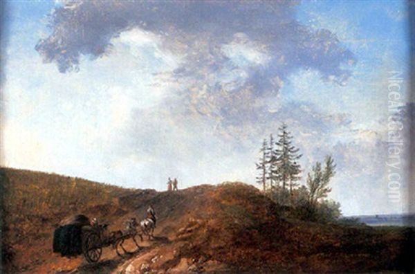 Paysage Avec Carriole Et Voyageurs A Pieds - view 1