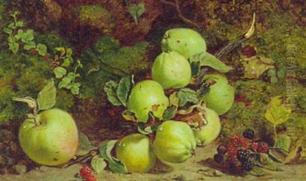 Apples And Raspberries On A Mossy Bank - view 1