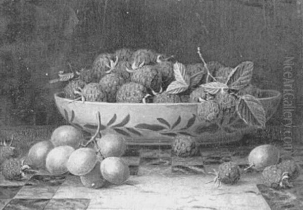 Still Life With Raspberries In A Bowl - view 1