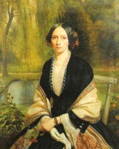 Portrait De Jeune Fille Sur Fond De Plan D'eau by Charles Housez