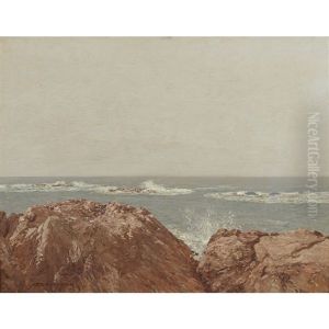 Waves Breaking On A Rocky Coastline by George Houston