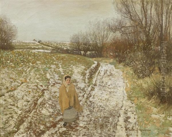 A Woman On A Wintry Path - view 1