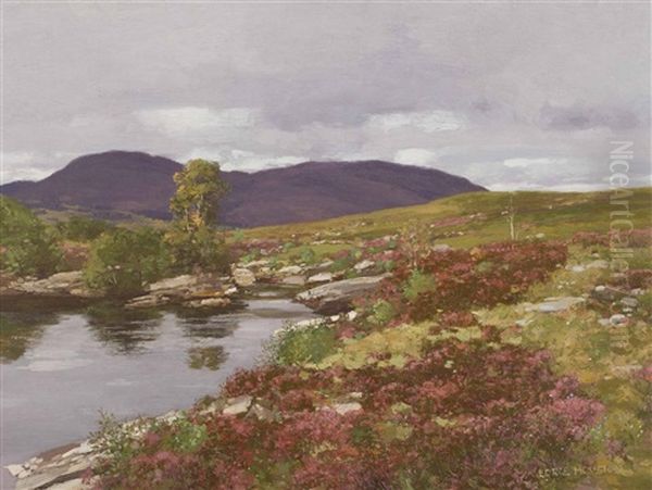 Heather By A Mountain Loch - view 1