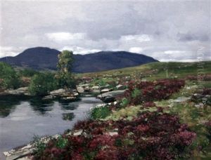 Heather Beside A Moorland Stream by George Houston