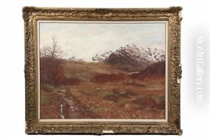 Sheep In Winter Mountain Pasture by George Houston