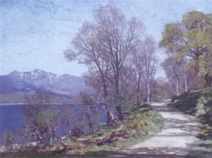 A Road Alongside A Lake by George Houston