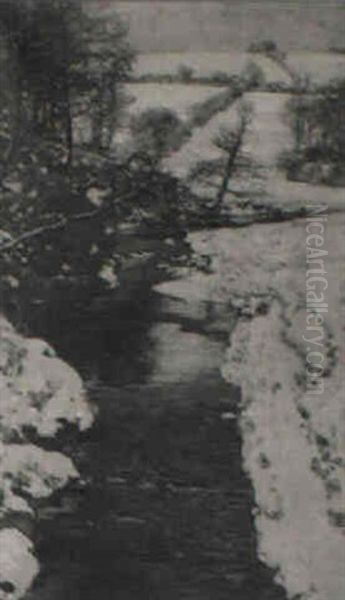 A Stream Running Through A Snow-covered Valley - view 1