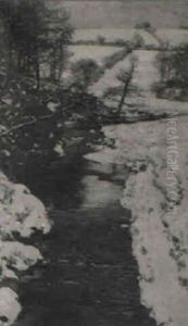 A Stream Running Through A Snow-covered Valley