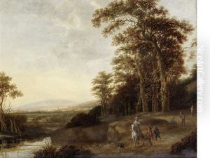 Travellers On A Country Path, In A River Landscape Travellers On A Country Path, In A River Landscape