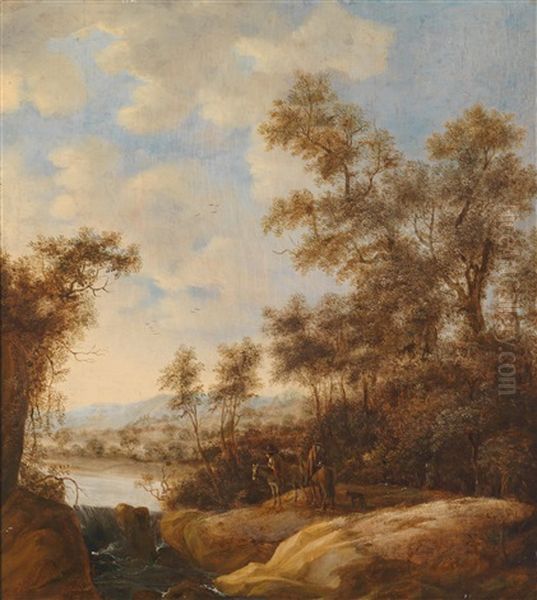 (weende (vlagtwedde) -1658/1662 Amsterdam) Waldlandschaft Mit Reisenden - view 1